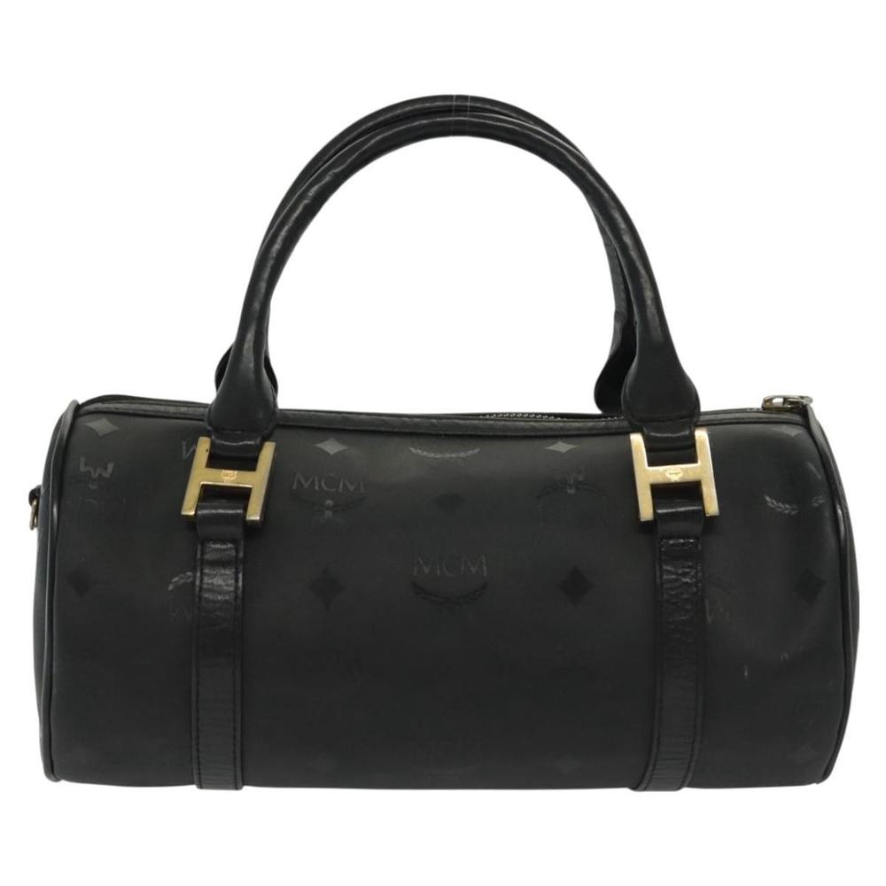 MCM Vicetos Logogram Hand Bag PVC Black Gold Auth bs28959 - Picture 2 of 16